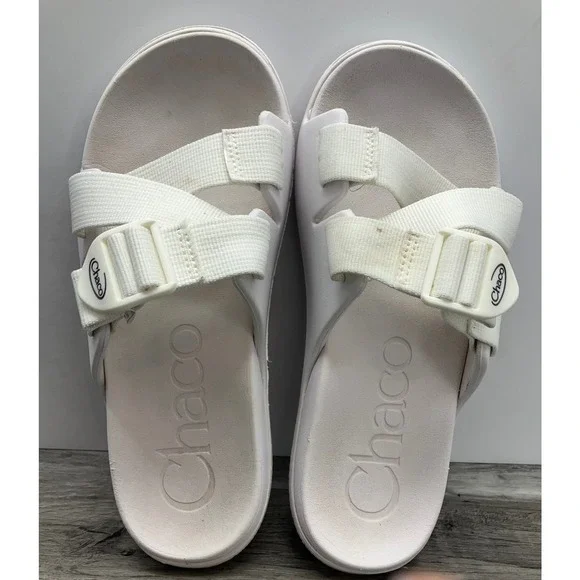 Chaco Chillos Slide Sandals Womens 7 White Adjustable Straps LUVSEAT J107110 - Picture 6 of 7